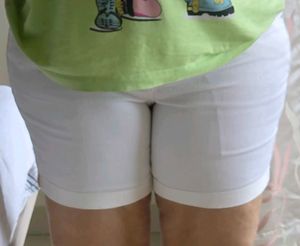 Cream Denim Shorts