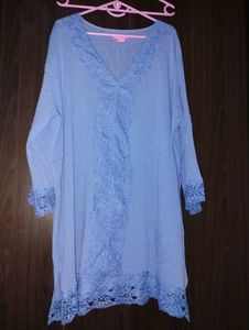 Powder blue Cotton Kurta with Lace