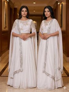 Grey Lengha with crop top(  3 piece set. )