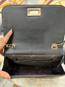 Black Sling Bag With Gold Chain