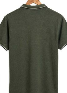 Men's Green Zip Neck Polo Shirt