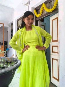 Vibrant Green Anarkali Suit with Dupatta