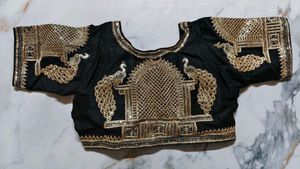Brand New Black &amp; Gold heavy work silk blouse