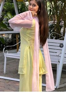 Elegant Yellow Kurta Set with Palazzo poo vibe
