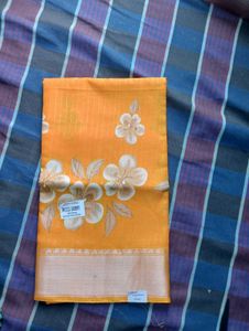 Orange Saree with Floral Print