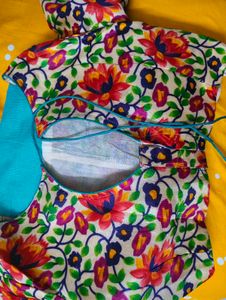 Beautiful Teal Saree with Floral Border