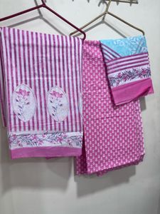 Designer Pink Striped Cotton Kurta Set material