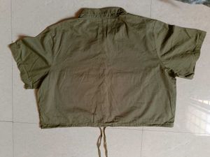 Olive Green Cropped Shirt