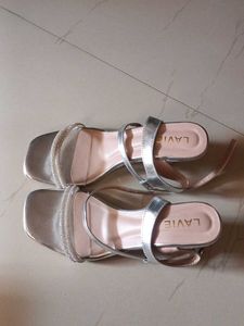 Sparkling Silver Wedge Sandals