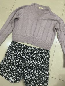 B1G1 lavender sweater with cute shorts