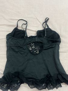 Black Lace Trim Corset Camisole