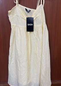 Shein Lemon Yellow Textured Sundress