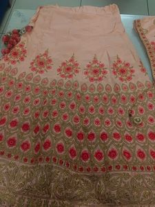 Peach Embroidered Lehenga