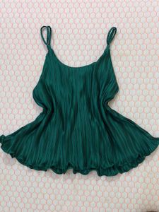 Bottle green peplum top for women which fits S/M