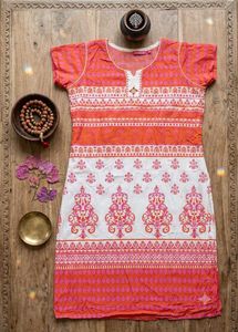 🌸XL Pink Printed Cotton Kurti🩷