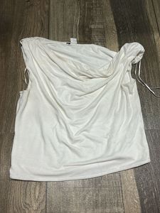 White Cowl Neck Sleeveless Top