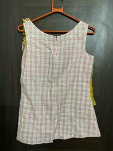 Yellow Ruffle Sleeveless Top Chiffon 🌻🩷💛