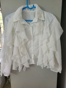 White Ruffle Blouse