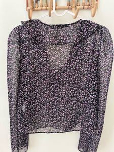 NA-KD Floral Print Ruffle Blouse