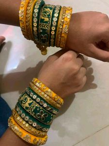 Embellished Silk Bangles with Charms