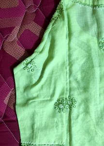 Lime Green Embroidered Kurti