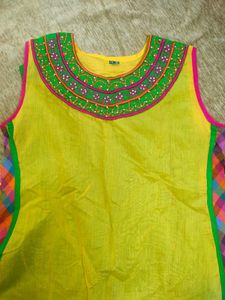 Yellow Embroidered Kurta