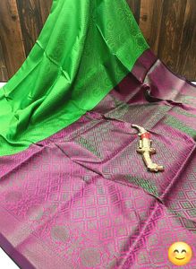 Green &amp; Pink Silk Saree