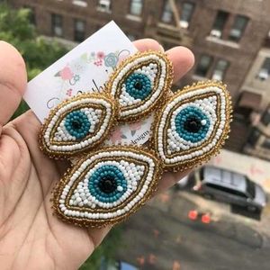 Handmade Evil Eye Beaded Earrings🩵