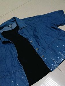 Combo of Denim Jacket & Black Top