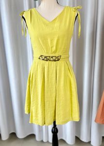 Chic Lime Dress with Belt Detail