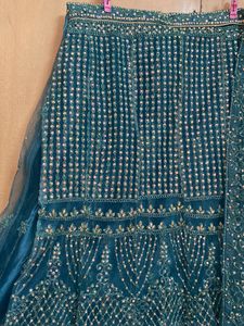 Teal Blue designer Fairy Lehanga