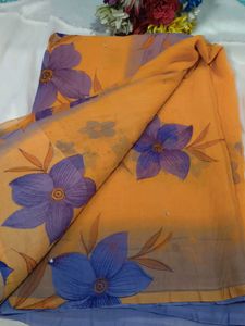 Vibrant Floral Print Saree with blouse