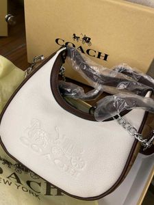 Coach White & Brown Crescent Bag