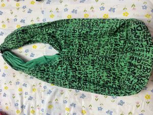 Green Letter Print Hobo Bag