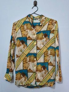 Unique Graphic Print Button-Up Shirt