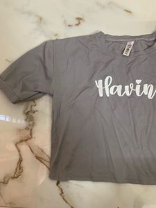 Grey “Having” Crop Top