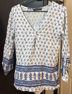 Chic Blue Floral Wrap short kurti