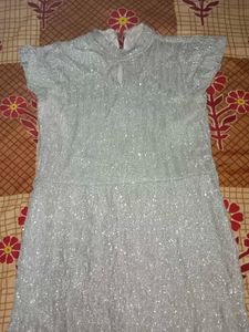 Elegant Silver Pleated Maxi Dress