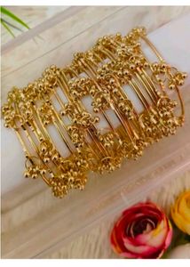 Elegant Gold Bangles with Bell Charms