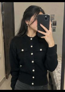 Chic Black Button-Up Cardigan