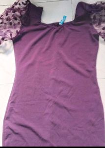 Elegant Yellow Ruched Midi Dress &amp; Purple dres
