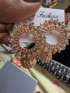Rose Gold Sunflower Jhumka Earrings