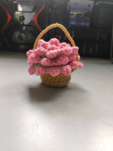 Handmade crochet tulip coaster and basket