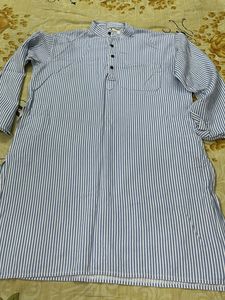 men Blue Striped Kurta Set