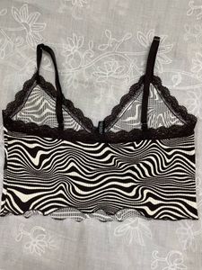 Zebra Print Lace Trim Cami Top