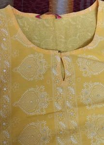 Yellow Kurta with White laggies