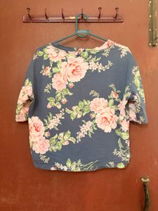 Floral Print mid length T-Shirt