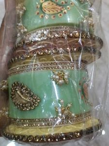 Bridal Chura Set - Mint Green &amp; Gold