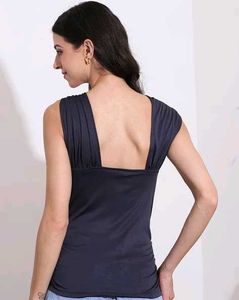 Shein Asymmetrical Neck Panel Seam Ruched Top🩶