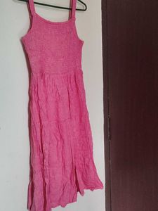 Pink Tiered Midi Dress